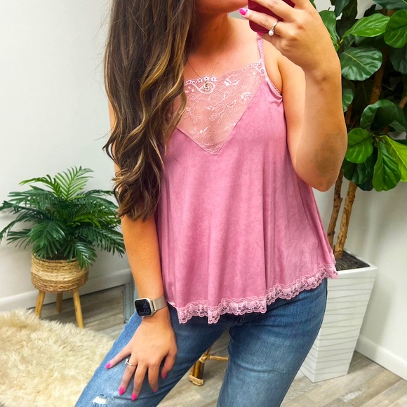 ☃️BOGO50%☃️🆕❤️POL: PEACH ECHO Lace Panel Cami Tank SMALL - Picture 8 of 14